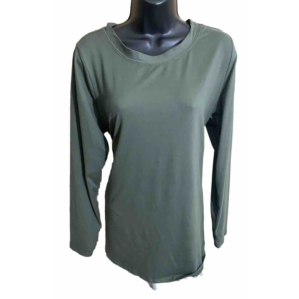 Motherhood Maternity Women’s Green Long sleeve blouse Top Size L Tie Off In Back